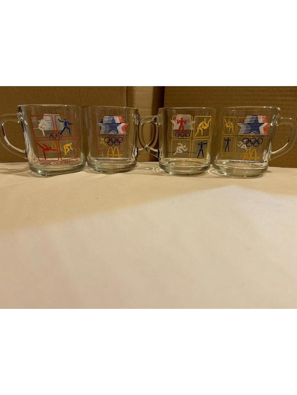 Vtg Set of  4 McDonald's 1984 Olympics Glass Mug XXIII 23rd Olympiad in LA USA